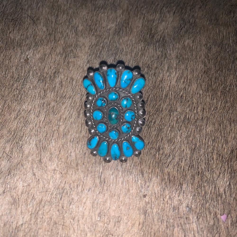 Genuine Turquoise Sterling Silver Ring size 8